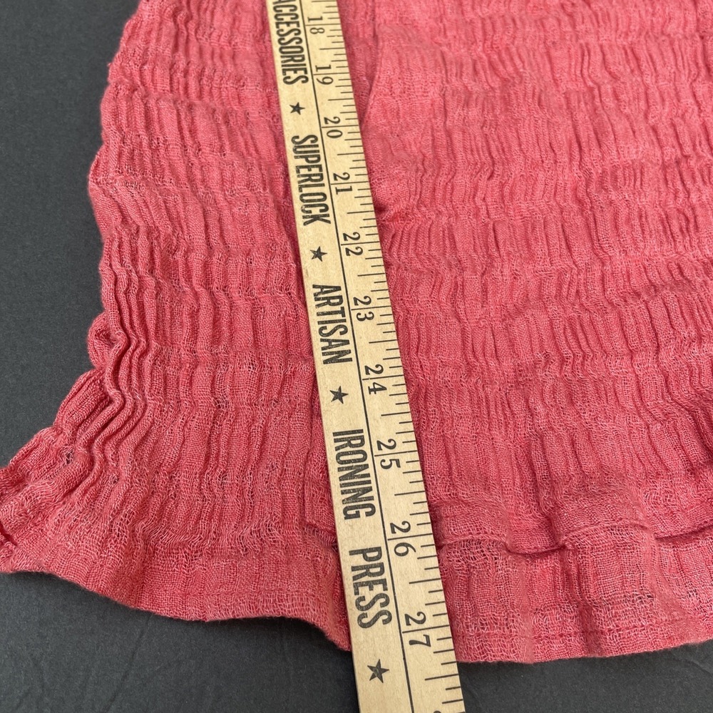 Chico's Crinkle Tunic Hoodie Womens Large Coral Pink 100% Linen Gauze Beach Boho - Picture 8 of 11